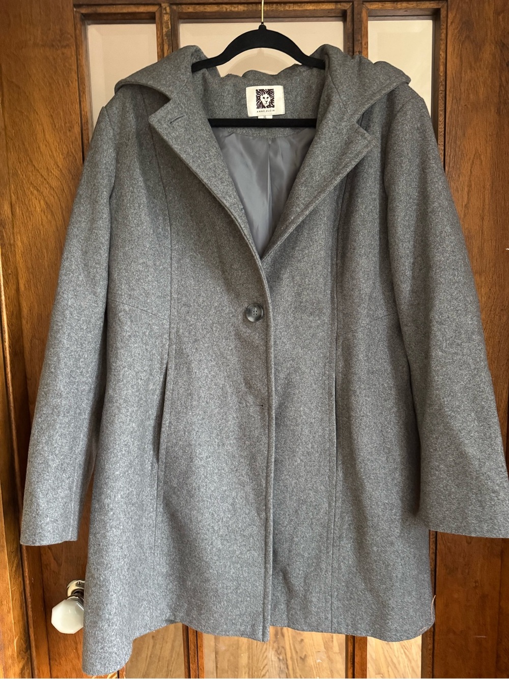 Gray Women's Wool-Blend Hooded Pea Coat| XL